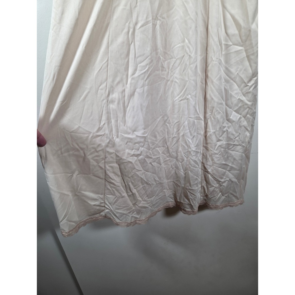 Vintage Sears Beige Lace Trim Full Slip Anti Cling Nylon Size 34 Average Length - Picture 3 of 9